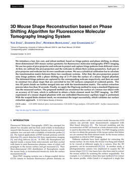 3D Mouse Shape Reconstruction Based on Phase Shifting Algorithm for Fluorescence Molecular Tomography Imaging System