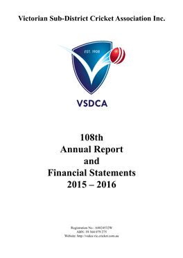 108Th Annual Report and Financial Statements 2015 – 2016