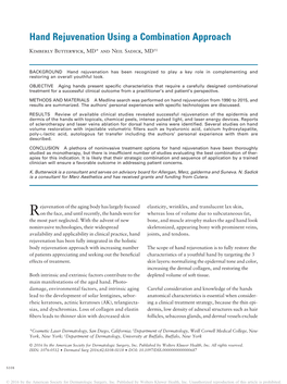 Hand Rejuvenation Using a Combination Approach