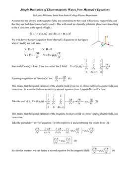 Simple Derivation of Electromagnetic Waves from Maxwell's Equations