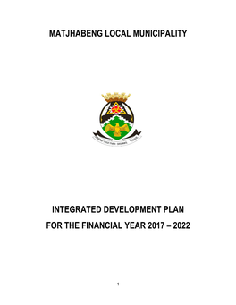 Matjhabeng Local Municipality Integrated Development Plan for the Financial Year 2017 – 2022