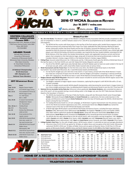 2016-17 WCHA Season in Review July 10, 2017 / Wcha.Com