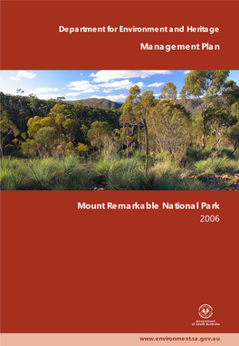 Mount Remarkable National Park Management Plan, Adelaide, South Australia”