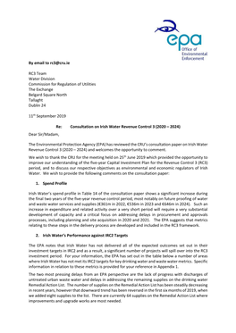 By Email to Rc3@Cru.Ie RC3 Team Water Division Commission For