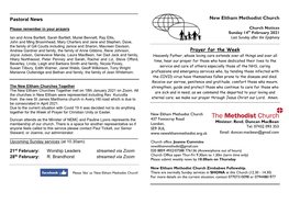 Pastoral News New Eltham Methodist Church Prayer for the Week