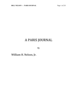 A Paris Journal