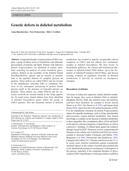 Genetic Defects in Dolichol Metabolism