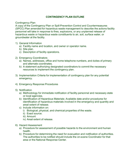 Hazardous Waste Contingency Plan Outline