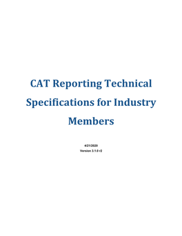 CAT Reporting Technical Specifications for Industry Members