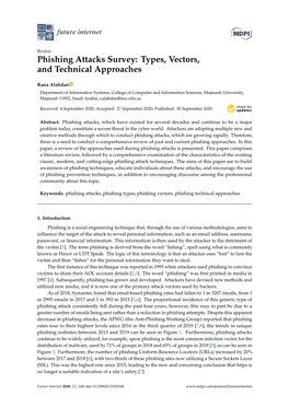 Phishing Attacks Survey: Types, Vectors, and Technical Approaches