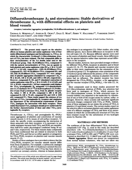 Stable Derivatives of Thromboxane A2 with Differential Effects On