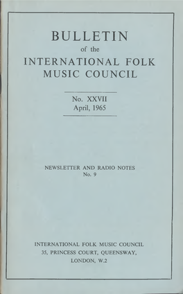 BULLETIN of the INTERNATIONAL FOLK MUSIC COUNCIL