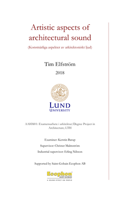 Artistic Aspects of Architectural Sound (Konstnärliga Aspekter Av Arkitektoniskt Ljud)