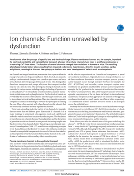 Ion Channels: Function Unravelled by Dysfunction