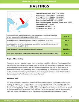 Hastings County Report