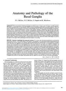Anatomy and Pathology of the Basal Ganglia P.L
