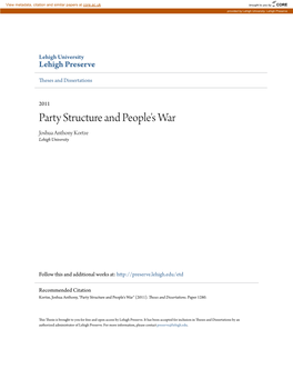 Party Structure and People's War Joshua Anthony Kortze Lehigh University