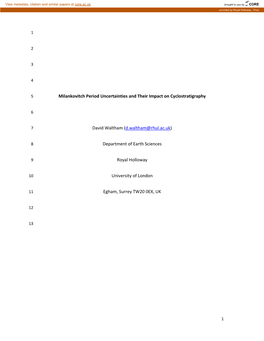 Milankovitch Period Uncertainties and Their Impact on Cyclostratigraphy