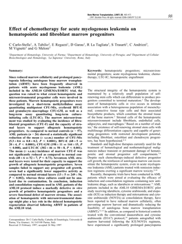 Effect of Chemotherapy for Acute Myelogenous Leukemia on Hematopoietic and ﬁbroblast Marrow Progenitors