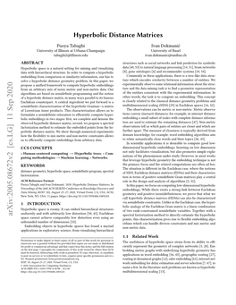 Hyperbolic Distance Matrices