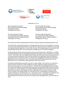 September 22, 2017 the Honorable Orrin Hatch the Honorable Ron Wyden SH-104 Hart Senate Office Building SD-221 Dirksen Senate