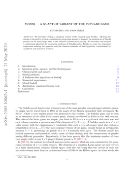 Arxiv:2005.10862V1 [Quant-Ph] 21 May 2020