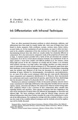 Ink Differentiation with Infrared Techniques