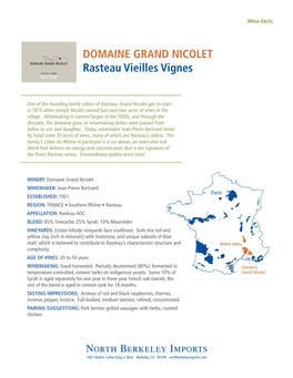 DOMAINE GRAND NICOLET Rasteau Vieilles Vignes