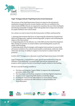 Ysgol Trelogan Schools' Pupil Deprivation Grant Statement The