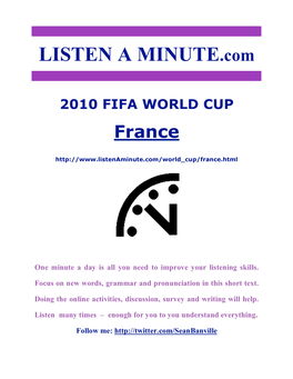 LISTEN a MINUTE.Com 2010 FIFA WORLD CUP France