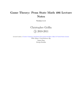 Game Theory: Penn State Math 486 Lecture Notes