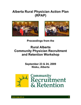 Rural Alberta Community Physician Recruitment and Retention Workshop