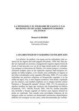 LA MITOLOGÍA Y EL FOLKLORE DE GALICIA Y LAS REGIONES CÉLTICAS DEL NOROESTE EUROPEO ATLÁNTICO Manuel ALBERRO Inst. of Cornish