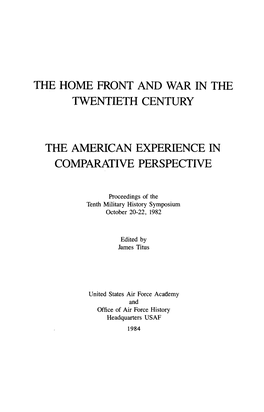 The Home Front and War in the Twentieth Century