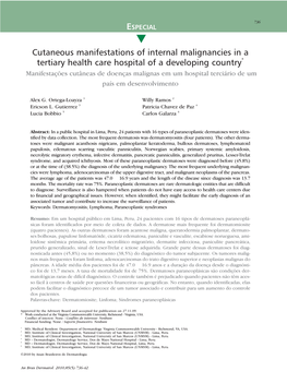 Cutaneous Manifestations of Internal Malignancies in a Tertiary Health