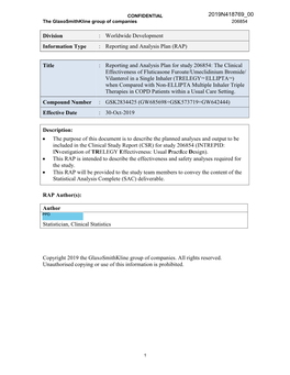 (RAP) Title : Reporting and Analysis Plan for St