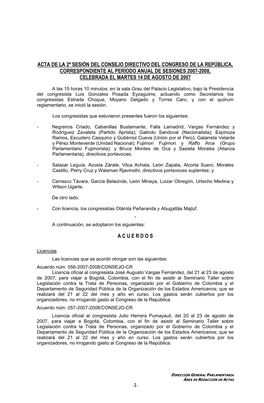 Acta De La 2ª Sesión Del Consejo Directivo Del