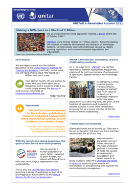 UNITAR E-Newsletter Autumn 2011 Making a Difference in a World of 7