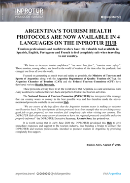 Argentina's Tourism Health Protocols Are Now