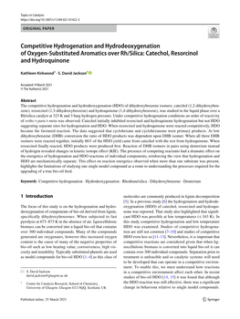 Competitive Hydrogenation and Hydrodeoxygenation of Oxygen-Substituted Aromatics Over Rh/Silica: Catechol, Resorcinol and Hydroq