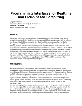 Programming Interfaces for Realtime and Cloud-Based Computing