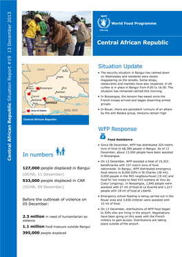 Central African Republic Situation Update WFP Response in Numbers