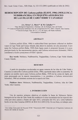 Redescripción De Cuthona Pallida (Eliot, 1906) (Mollusca: Nudibranchia)