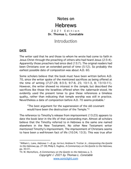 Notes on Hebrews 202 1 Edition Dr