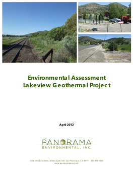 Environmental Assessment Lakeview Geothermal Project