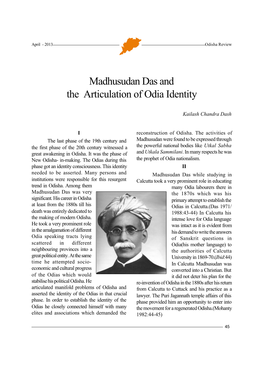 Madhusudan Das and the Articulation of Odia Identity