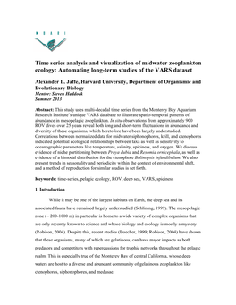 Time Series Analysis and Visualization of Midwater Zooplankton Ecology: Automating Long-Term Studies of the VARS Dataset