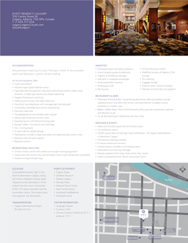 Hyatt Regency Calgary Fact Sheet Limited Capacity.Pdf