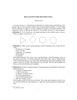 Realizing Regular Polytopes Over Q