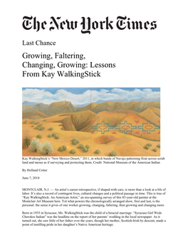 Growing, Faltering, Changing, Growing: Lessons from Kay Walkingstick